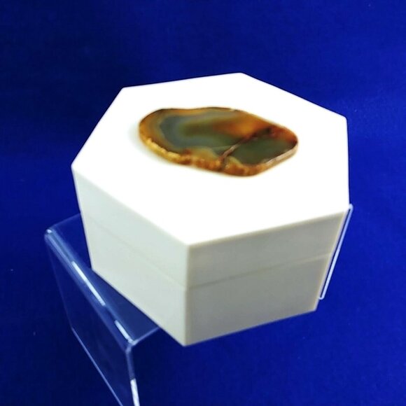 Storage Trinket Vanity Box Antoinette Agate a Pottery Barn Collectible 5" - Picture 2 of 8